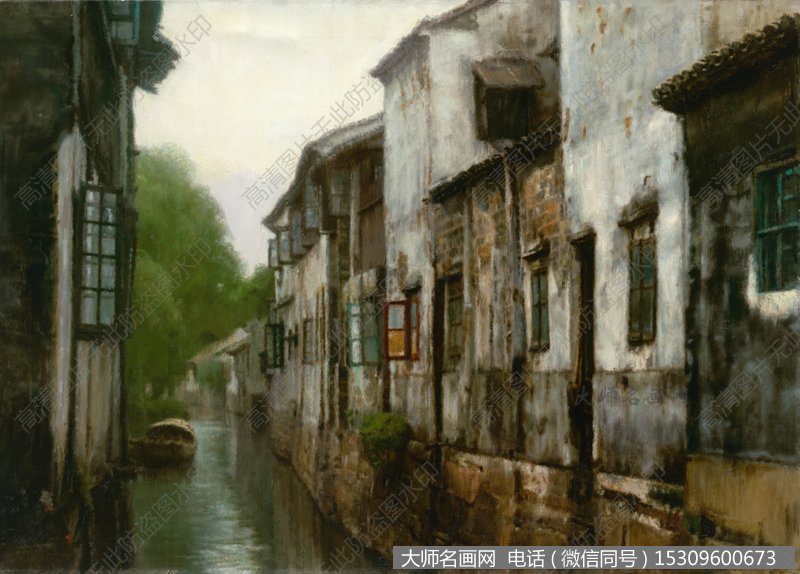 陈逸飞风景油画作品6 周庄 高清图片下载