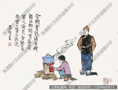 丰子恺名画 《今朝卖谷得青钱 自出街头买彘肩》高清作品下载