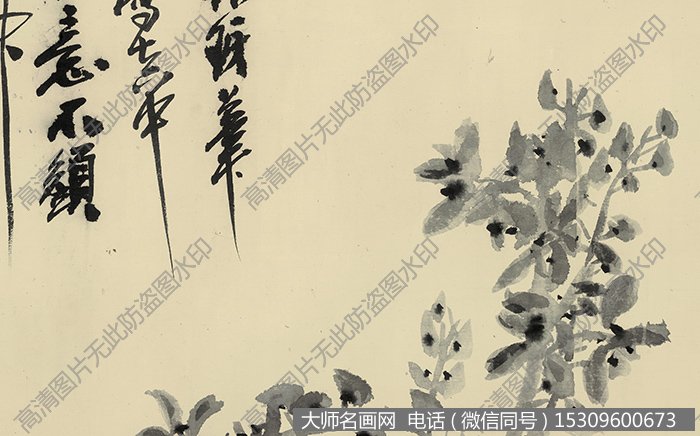 吴昌硕《花卉兰草》国画作品高清下载