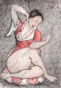 潘玉良《照镜女人》油画作品高清大图下载